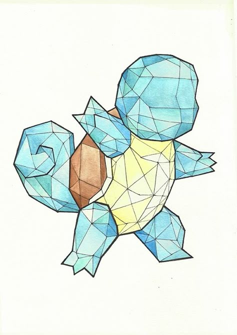 Low Poly Pokemon, Geometric Pokemon, Geometry Drawing, Pokemon Painting, Geometric Origami, Posts Ideas, Pokemon Tattoo, Geometric Drawing, Geometric Animals