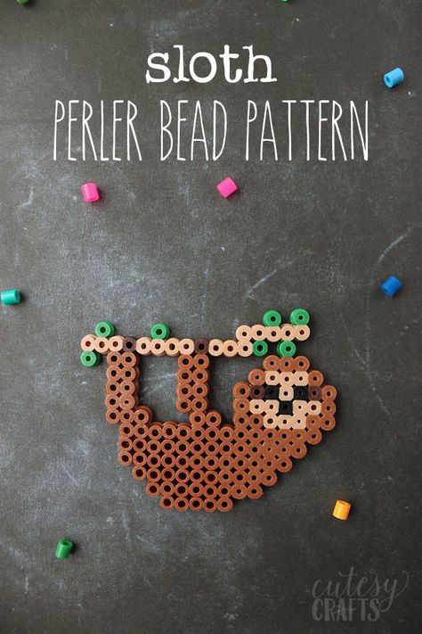 Sloth Perler Bead Design Pixel Pokemon, Perler Bead Designs, Perler Beads Ideas, Hamma Beads Ideas, Easy Perler Bead Patterns, Melty Bead Patterns, Pearl Beads Pattern, Fuse Bead Patterns, Hama Beads Design