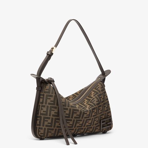 Simply Fendi Medium - Brown FF jacquard fabric bag | Fendi Fendi Vintage Bag, Brown Image, Fendi Vintage, Fendi Bag, Clutch Pouch, Vintage Bag, Boot Accessories, Fabric Bag, Jacquard Fabric