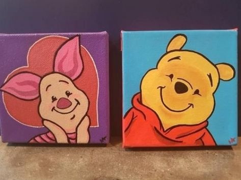 Your place to buy and sell all things handmade #painting Pooh Painting Canvases, Winnie The Pooh Canvas Painting, Pooh Canvas Painting, Painting Canvases Easy, Winnie The Pooh Canvas, Winnie The Pooh Painting, Pooh Painting, Piglet From Winnie The Pooh, Mini Tela