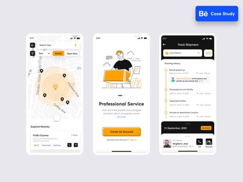 Ui Case Study, Delivery App Ui, Delivery Robot, Ui Design Mobile, Case Study Design, Best Ui Design, Login Form, App Interface Design, Parcel Delivery