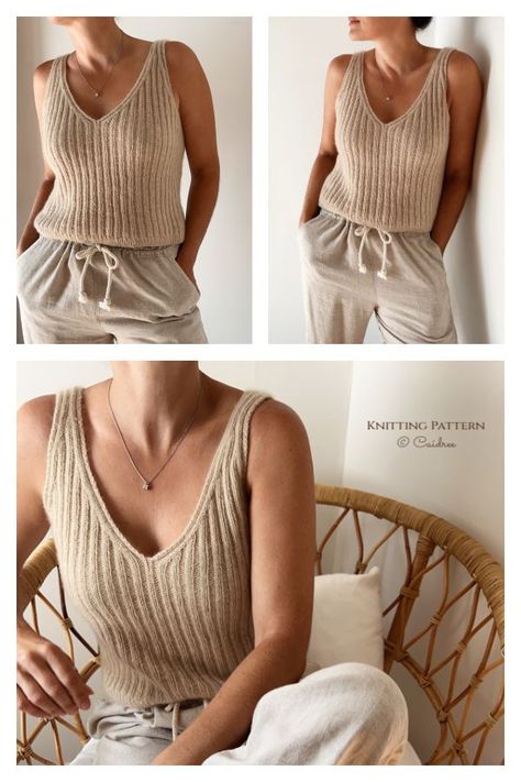 remi camisole top knitting pattern Knit Ribbed Tank Top Pattern, Knitted Cami Top, Beginner Knit Top Pattern Free, Free Tank Top Knitting Pattern, Free Knit Tank Top Pattern, Knit Summer Top Patterns, Summer Knitted Tops Pattern, Top Knitting Pattern Free, Summer Knitting Patterns Free