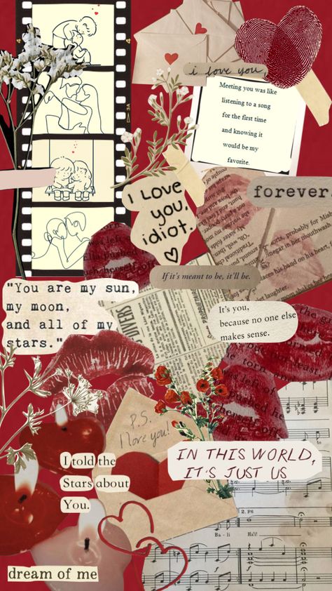 #vintage #moodboard #aesthetic #love #collage #red #romantic #pretty Red Scrapbook Aesthetic, Red Aesthetic Collage, Red Collage, Red Journal, Vintage Moodboard, Vintage Scrapbook Paper, Online Scrapbook, Lovecore Aesthetic, Wallpaper Themes