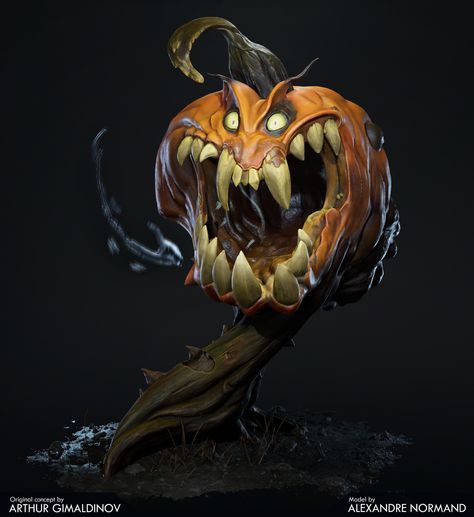 Creepy Pumpkin, by Alexandre Normand https://www.artstation.com/artwork/gxVNL #SubstanceDesigner #SubstancePainter Monster Pumpkin, Pumpkin Monster, Monster Movie, Evil Pumpkin, Creepy Pumpkin, Crafts Preschool, Monster Face, Halloween Artwork, Halloween Pumpkins Carvings