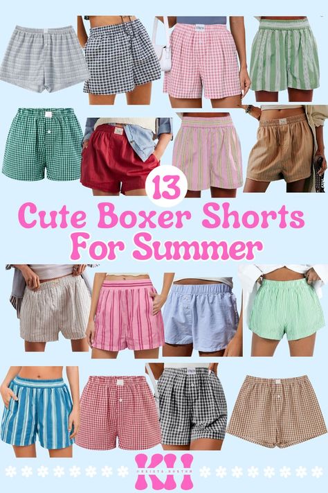 Looking for cute boxer shorts for women to put together boxer short outfits for summer?!  Casual boxer shorts outfits are my FAVORITE right now, and I've rounded up 13 of my fav cute boxer shorts here!  I think the boxer short trend is here to stay!! Outfits Recreation, Outfits For Summer Casual, Boxer Shorts Outfit, Boxer Shorts For Women, Womens Boxer Shorts, Dressing Tips, Outfits For Summer, Shorts For Summer, The Boxer