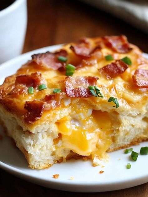 Pillsbury Cheesy Southwest Egg Bake, Bacon Egg Bake Recipes, Bacon Egg Cheese Biscuit Bake, Bacon Egg And Cheese Biscuit Bake, Bacon Egg Casserole Recipes, Dinner With Biscuits Ideas, Canadian Bacon Recipes Breakfast, Breakfast Bacon Casserole, Bacon Egg Cheese Casserole