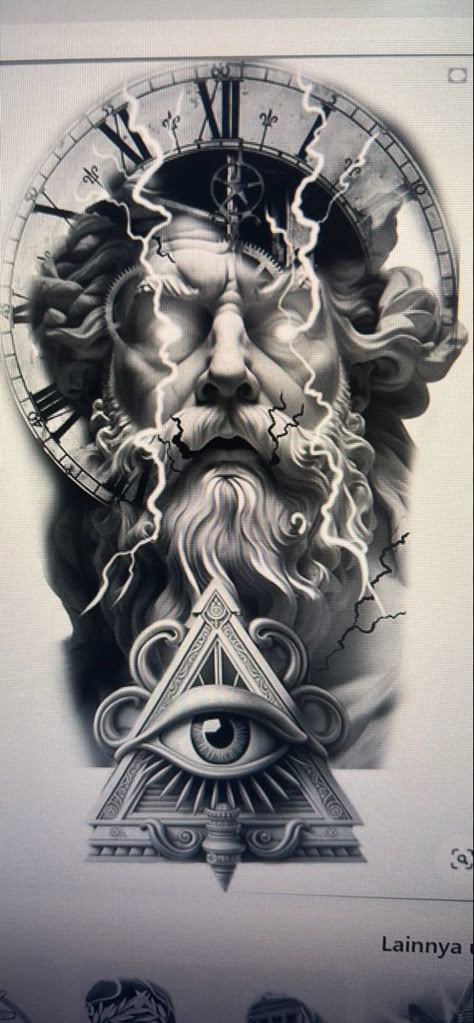 Dios Griego Tattoo, Navigator Tattoo, Good Vs Bad Tattoo, Greece Tattoo, Hercules Tattoo, Dragon Eye Drawing, Poseidon Tattoo, Zeus Tattoo, Medusa Tattoo Design