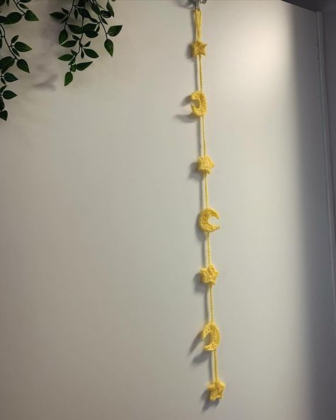 Star ⭐️ and Crescent Moon 🌙 crochet vertical hanging garland. ⭐️ 🌙 ⭐️ 🌙 ⭐️ 🌙 ⭐️ #crochet #stars #moon #celestial #garlands Crescent Moon Crochet, Crochet Moon, Moon Crochet, Garland Crochet, Star Crochet, Crochet Garland, Star Mobile, Star Garland, Crochet Stars