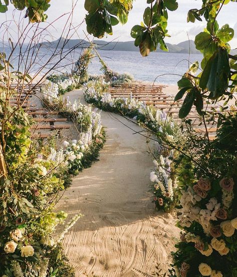 Green Wedding Shoes | Jen on Instagram: “The dreamiest aisle to say I Do to forever designed by @gideonhermosa ... probably the prettiest #beachwedding aisle I’ve seen! Amazing job…” Cheap Wedding Table Centerpieces, Beach Wedding Aisles, Beach Wedding Locations, Beach Wedding Decorations Reception, Beach Wedding Centerpieces, Beach Theme Wedding Invitations, Beach Wedding Flowers, Beach Wedding Inspiration, Destination Wedding Locations