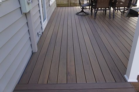 TimberTech Deck - Picture 5185 | Decks.com Timber Tech Deck Ideas, Timbertech Deck Ideas, Dark Wood Decking, Timbertech Decking, Decking Ideas, Grey Siding, Deck Pictures, Deck Colors, Deck Builders