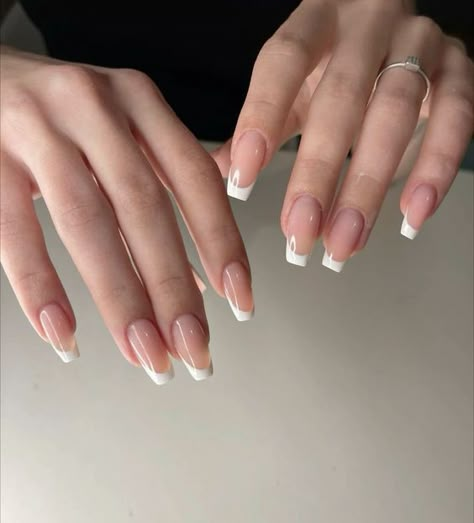 #nails Extensions Nails, Long French Tip, Cocette Nail Ideas, French Tips Coquette, Nail Extension Designs Coquette, Graduation Nails, Hello Nails, Subtle Nails, Blush Nails