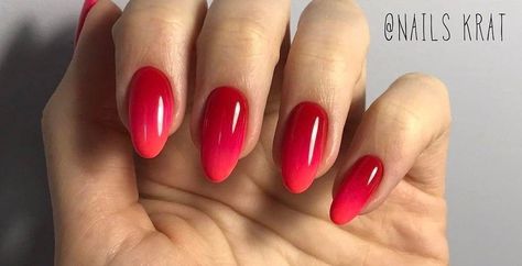 Red Ombre Almond Nails, Pink Red Ombre Nails, Mum Nails, Ombre Nail Art, Red Ombre Nails, Manicured Nails, Pink Ombre Nails, Ombre Nail, Ulzzang Makeup