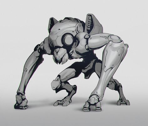 Sci Fi Races, Sci Fi Animals, Robot Monster Concept Art, Machine Character Design, Machine Concept Art, Robots Concept Art, Scifi Monster, Mechanical Monster, Cyberpunk Robot