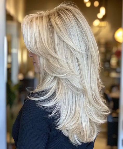 51 Platinum Blonde Hair Color Ideas for a Fresh New Look - Page 2 of 17 - The Fusion Feed Platinum Blonde Layered Hair, Shag For Thick Hair, Platinum Shag, Platinum Blonde Hair Color Ideas, Shag Cut, Blonde Layered Hair, Blonde Updo, Platinum Blonde Hair Color, Blonde Hair Transformations