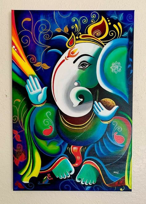 Ganapati Canvas Painting, Ganesh Art Paintings Beautiful, Ganpati Paintings Acrylics, Ganesh Art Paintings Acrylics, Ganesha Painting Acrylics, Ganesh Canvas Painting, Ganpati Canvas Painting, Ganapati Painting, Ganesha Canvas Painting