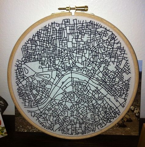 Embroidered map of London Embroidery Map, Map Quilt, Map Of London, Embroidered Art, Textile Crafts, 자수 디자인, Modern Embroidery, Embroidery Hoop Art, Hand Embroidery Patterns