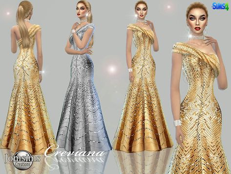 Sims 4 One Shoulder Dress, Sims 4 Gold Dress, Sims 4 Gold Cc, Sims 4 Cc Dresses Formal Long, Sims 4 Gown, Roblox Body, Sims Dresses, Sims 4 Clothing Sets, Long Mermaid Dress