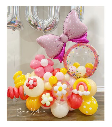 2 Balloon Bouquet, Ballon Ideas, Ballon Diy, Balloon Marquee, Fairy Birthday Themes, 2 Balloon, Flower Rainbow, Balloon Ideas, Rainbow Balloons