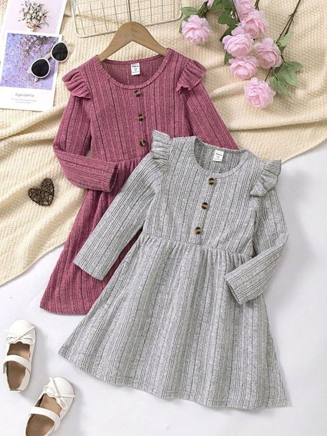 Winter Dress For Kids, Dress With Flutter Sleeves, Shein Kids, Winter Baby Clothes, Kids Dress Patterns, Jacket Pattern Sewing, Kids Fashion Dress, Kids Fashion Clothes, Winter Girls