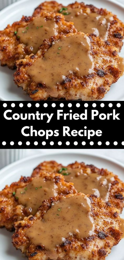 Looking for a delicious family dinner? This Country Fried Pork Chops Recipe is a flavorful delight that's quick to prepare. Perfect for busy weeknights, it's sure to please everyone at the table. Fried Pork Chops Recipe, Country Fried Pork Chops, Fried Pork Chop Recipes, Breaded Pork Chops, Tender Pork Chops, Country Fried, Juicy Pork Chops, Fried Pork Chops, Comfort Food Recipes Dinners