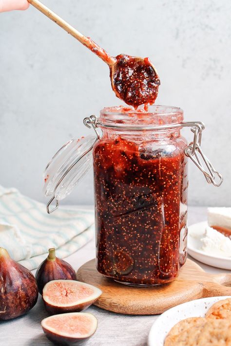 Simple Fig Jam recipe that you'll be coming back to again and again. It's delicious and easy. #jamrecipe #figjam Recipe With Fig Jam, Baked Bree With Fig Jam, How To Make Fig Jam, Small Batch Fig Jam, Figs Recipes, Quick Fig Jam, Comfort Cottage, Homestead Canning, Homemade Fig Jam