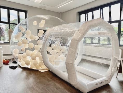 Ball Pit Wedding, White Bounce House Wedding, Modern White Bounce House, Wedding Bounce House Castles, White Bounce House With Ball Pit, Play Aesthetic, White Bouncy Castle, Soft Playground, Summer Birthday Themes