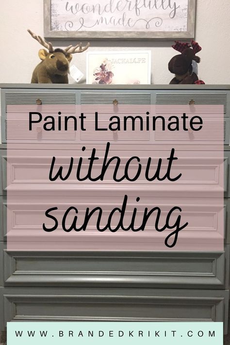 Laminate Dresser Makeover, Painting Laminate Dresser, Laminate Furniture Makeover, Laminate Dresser, Paint Laminate Furniture, Cream Dresser, How To Paint Laminate, Cheap Dresser, Spray Paint Wood