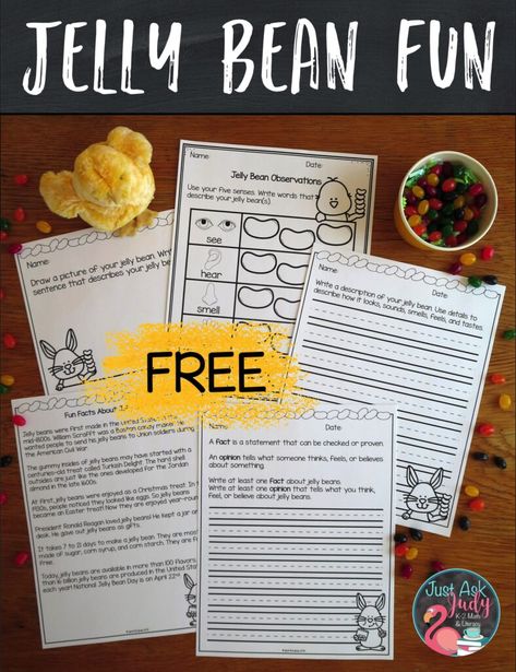 Here’s a set of jelly bean activities your preschoolers, kindergarteners, first, and second-graders will love! They are perfect for teaching about the five senses, descriptive writing, or fact and opinion. Jelly Bean Activities, Jelly Bean Jar, Descriptive Writing Activities, Opinion Writing Activities, 1st Grade Ideas, Short Vowel Words, The Five Senses, Teen Numbers, Spelling Lists