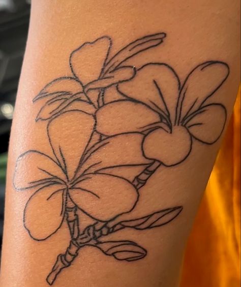 Plumeria And Monstera Tattoo, Small Plumeria Tattoo, Frangipani Tattoo Fine Line, Plumeria Tattoo With Words, Minimalist Plumeria Tattoo, Plumeria Plant, Plumeria Tattoo, Plant Tattoo, Mountain Dew