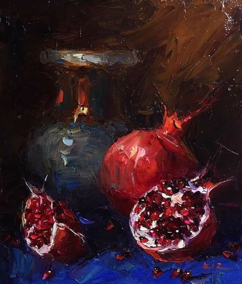 Pomegranate Wine, Burgundy Aesthetic, Pomegranate Art, Pomegranate Oil, Artfully Walls, Fruit Painting, Goth Art, Pomegranate Seeds, Ghost Rider