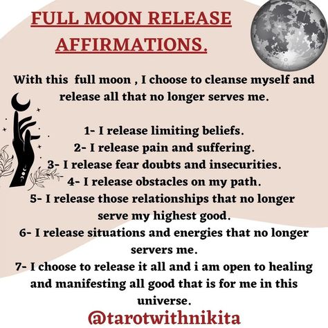 Releasing Affirmations Full Moon, Full Moon Release Affirmations, Witch Affirmations, Moon Cycling, Herbs Apothecary, Full Moon Release, Moon Affirmations, Full Buck Moon, Full Moon Spells