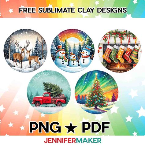 Learn how to Sublimate Clay with JenniferMaker's tutorial! Sublimation Ornament Ideas, Christmas Day Countdown, Sublimation Ornaments, Holiday Place Cards, Craft Organization Diy, Paper Flower Wall Art, Diy Sharpie Mug, Door Mat Diy, Cricut Christmas Ideas