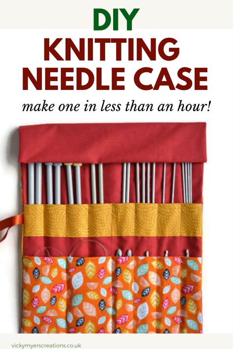 Wondering how to store our knitting needles? learn how to make a knitting needle case following step by step sewing tutorial. DIY knitting needle cases make perfect storage and organizers #knittingneedlecasepattern #sewingtutorials Knitting Needle Case Tutorial, Diy Knitting Needle Case, Knitting Needle Case Pattern, Diy Knitting Needles, Needle Keeper, Knitting Terms, Knitting Needle Case, Sew Projects, Beginner Sewing Projects Easy