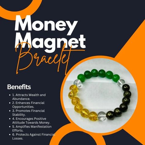 Attract Money and Abundance With Our Energised and Activated Money Magnet Crystal Bracelet Become A Money Magnet Make Your Aura Magnetic. Crystals: Citrine - Attracts money making opportunities Green Aventurine - Grow your financial resources. Pyrite - Improve your financial decisions and. manifest money and abundance. DM OR ORDER THROUGH OUR WEBSITE THE SOUL URGE (link is in the bio) TO PLACE ORDER Om Namo Namaha🙏✨ Money Magnet Bracelet, Magnetic Crystals, Crystals Citrine, Magnet Bracelet, Money And Abundance, Money Magnet, Financial Stability, Attract Money, Manifest Money