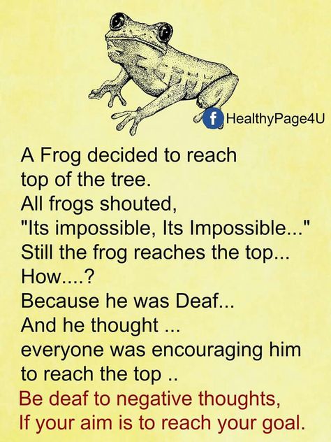 A frog decided to reach the top of the tree. All the frogs shouted, it's impossible , it's impossible. Still the frog reaches the top. How? He was deaf. And he thought everyone was encouraging him to reach the top. Meaningful Pics, Poem Recitation, Stories With Moral Lessons, Fables For Kids, English Moral Stories, Brilliant Quotes, Loving Thoughts, Short Moral Stories, 2023 Quotes