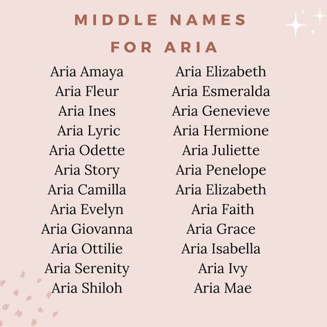 Gorgeous middle names that go with Aria. Click the pin for more ideas. Names That Mean Princess, Aria Name, Baby Middle Names, Name Combinations, Cute Middle Names, Asian Names, A Little Princess, Middle Names