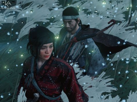 Jin And Yuna Ghost Of Tsushima, Jin Sakai X Yuna, Yuna Ghost Of Tsushima, Daisuke Tsuji, Jin Sakai, Feudal Japan, Sucker Punch, Action Adventure Game, Ghost Of Tsushima