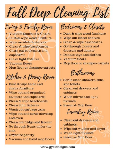 October Cleaning Checklist, September Cleaning Checklist, Fall House Cleaning List, Deep Cleaning House Checklist One Day, Fall Cleaning Schedule, Autumn Cleaning Checklist, Fall Decluttering Checklist, Fall Deep Cleaning, Thanksgiving Cleaning Checklist