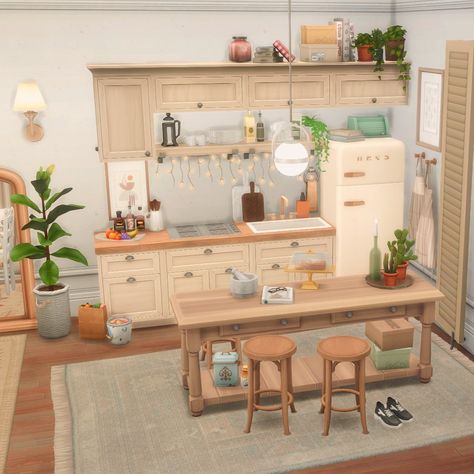 (1) Media Tweets by Bene (@EisteeRitter) / Twitter Ts4 Kitchen, Sims Layout, Sims Kitchen, Sims 4 Family House, Sims Interior, Sims4 Builds, Sims4 House, Cottagecore Kitchen, Sims Inspiration