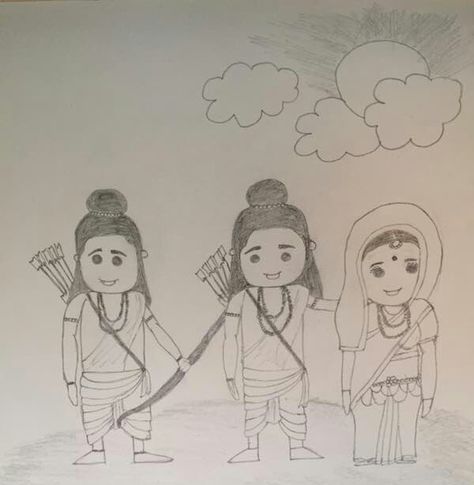 Ram Sita Drawing For Kids, Ram Sita Drawing Sketch Easy, Sita Drawing, Ram Sita Image, Holding Hands Drawing, Cartoons Krishna, Naruto Drawings Easy, Rama Sita, Organization Notes