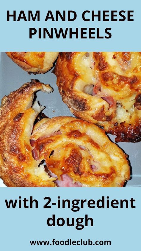 Ham and cheese pinwheels - these delicious party snacks are so easy to make. They are made with 2-ingredient dough which mixes up in minutes. #foodleclub #homemade #2ingredientdough #pinwheels #hamandcheese Pinwheel Dough Recipe, Easy Supper Dishes, Mushroom Tarts, Ham Pinwheels, Easy Homemade Food, Ham And Cheese Roll Ups, Homemade Bread Dough, 2 Ingredient Dough, Ham And Cheese Pinwheels