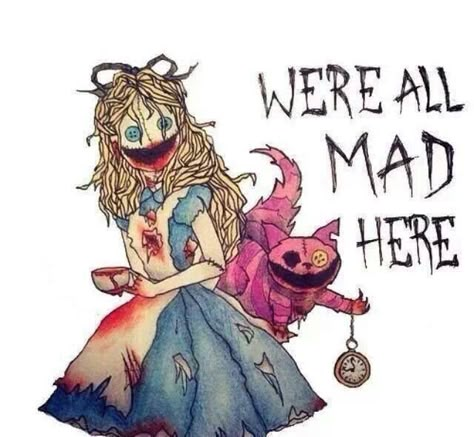 Alice in wonderland Creepy Disney, Dark Alice In Wonderland, Alice In Wonderland Aesthetic, Tim Burton Art, Creepy Drawings, Wonderland Tattoo, We're All Mad Here, Alice Madness, Dark Disney