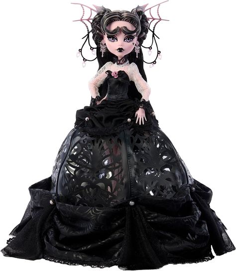 Gothic Ballgown, Draculaura Doll, Gothic Gowns, Cage Skirt, Monster High Draculaura, Headpiece Accessories, Dark Fairytale, Satin Bustier, Mattel Shop