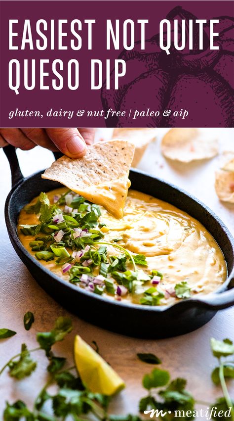 Easiest Not Quite Queso Dip - meatified Aip Appetizers, Aip Sauces, Aip Dinners, Aip Sides, Aip Snacks, Pegan Recipes, Aip Snack, Chips Dip, Paleo Sauces