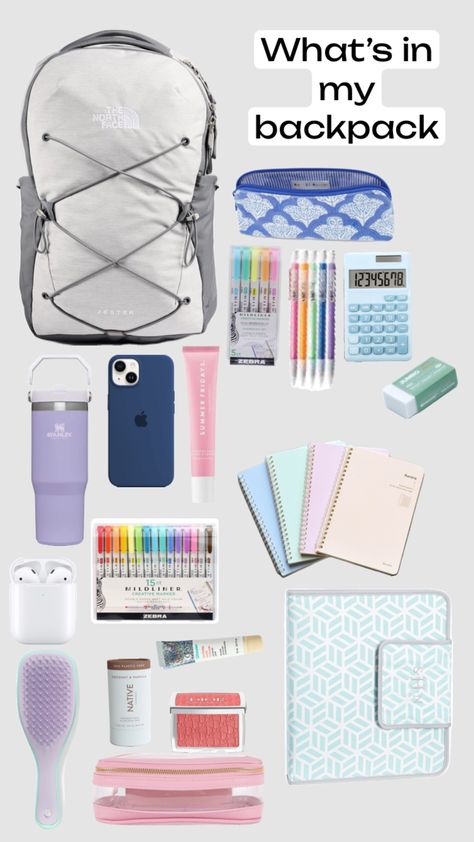 Middle School Essentials, School Emergency Kit, Backpack Aesthetic, School Wishlist, School Backpack Essentials, Preppy School Supplies, What's In My Backpack, Pretty School Supplies, Preppy Backpack