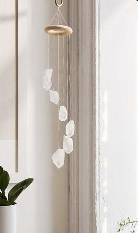 Geode Decor, Crystal Mobile, White Quartz Crystal, Crystals In The Home, Decor Guide, Meditation Room, Crystal Decor, Boho Home, White Quartz