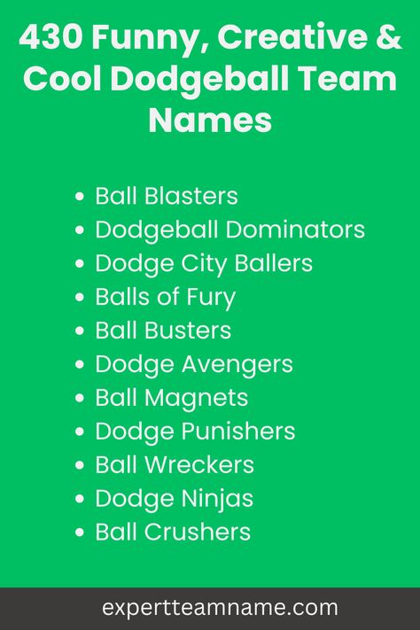 Prepare to be bombarded with a staggering 380 hilarious, ingenious, and downright awesome dodgeball team names that are guaranteed to leave you in stitches and your opponents quaking in their sneakers. This ultimate compilation covers every conceivable category, from clever wordplays and pop culture references to laugh-out-loud puns and fierce intimidators. Golf Team Names Funny, Funny Football Team Names, Fantasy Football Names Funny, Dodgeball Team Names, Funny Team Names Ideas, Netball Team Names, Softball Team Names, Hooked On Phonics, Football Team Names