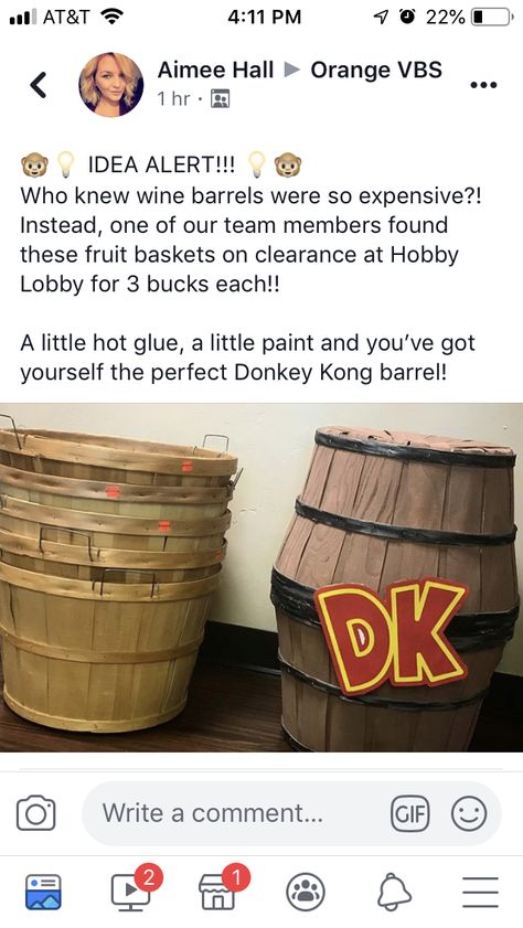 Donkey Kong Barrel Diy, Donkey Kong Decorations Diy, Twist And Turns Vbs 2023 Crafts, Vbs 2023 Twists And Turns Decorations, Vbs Twists And Turns, Vbs 2023 Twists And Turns, Twists And Turns Vbs, Retro Video Game Party, Game Vbs