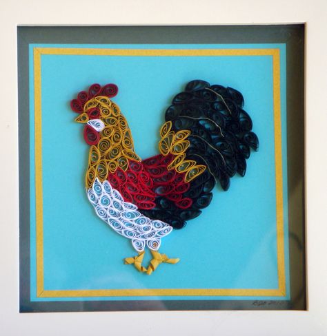 Rooster Craft, Colorful Rooster, Quilling Pattern, Quilling Animals, Quilled Paper Art, Quilled Creations, Halloween Flowers, Residual Income, Quilling Paper Craft