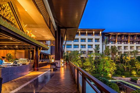 Doubletree by Hilton Xishuangbanna | OAD | office 4 architecture design | hotel & Resort designer | Archinect Rooftop Restaurant Design, Hotel Design Architecture, Ideas Negocios, Hotel Landscape, Hotel Bali, Electrical Cad, Slanted Walls, Hotel Lobby Design, Resort Architecture